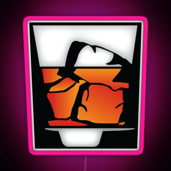 Tumbler Of Whiskey And Ice Cubes RGB Neon Sign