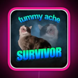 Tummy Ache Survivor Cat Word Art RGB Neon Sign