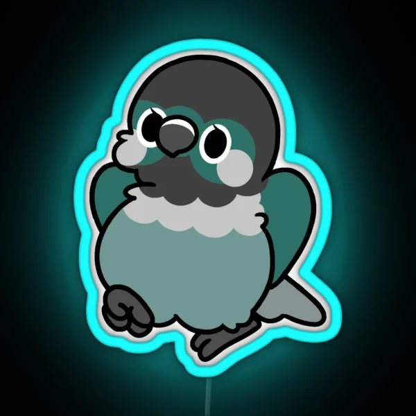 Turquoise Green Cheek Conure Kawaii Birbs RGB Neon Sign