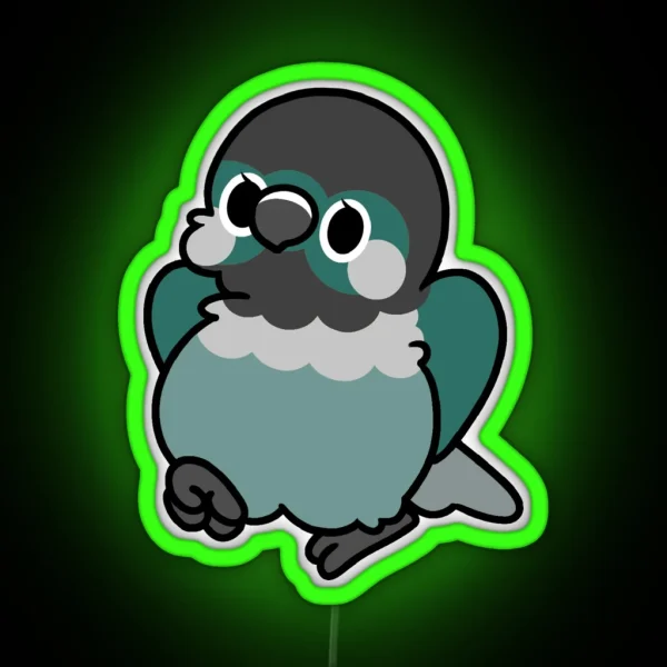Turquoise Green Cheek Conure Kawaii Birbs RGB Neon Sign