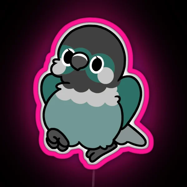 Turquoise Green Cheek Conure Kawaii Birbs RGB Neon Sign