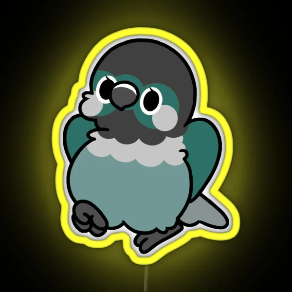 Turquoise Green Cheek Conure Kawaii Birbs RGB Neon Sign