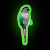 Vibrant turquoise green parrot-inspired neon light decoration for homes interior.