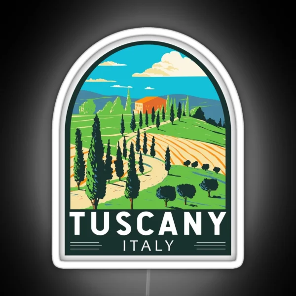 Tuscany Italy Vineyard Travel Retro Emblem RGB Neon Sign