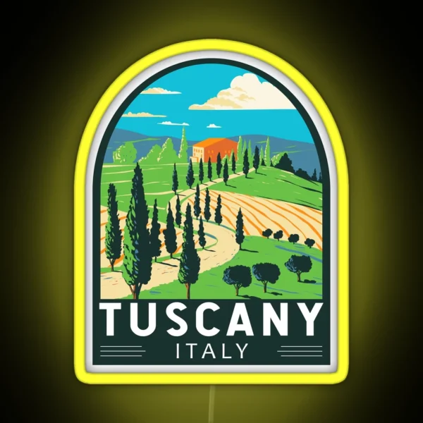 Tuscany Italy Vineyard Travel Retro Emblem RGB Neon Sign
