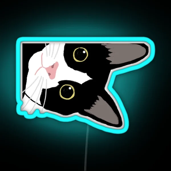 Tuxedo Cat In The Corner RGB Neon Sign
