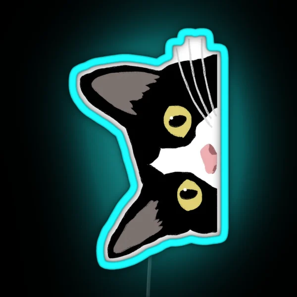 Tuxedo Cat Is Watching You RGB Neon Sign