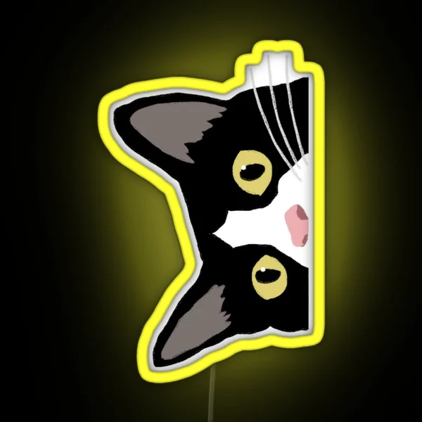 Tuxedo Cat Is Watching You RGB Neon Sign