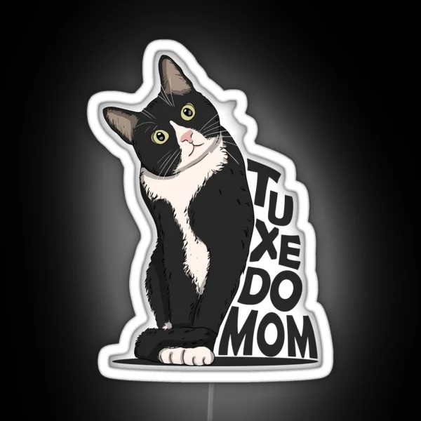Tuxedo Cat Mom RGB Neon Sign
