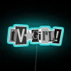 Vibrant RGB lighting highlights iconic TV girl band rock music logo