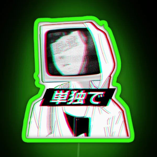 TV HEAD Sad Japanese Aesthetic RGB Neon Sign