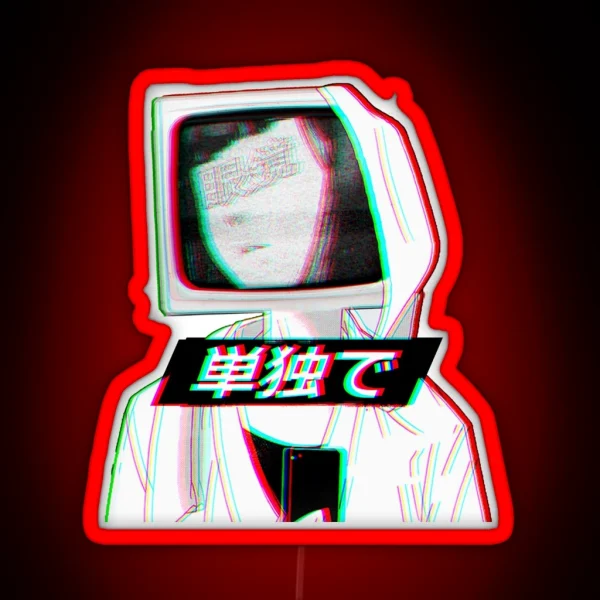 TV HEAD Sad Japanese Aesthetic RGB Neon Sign