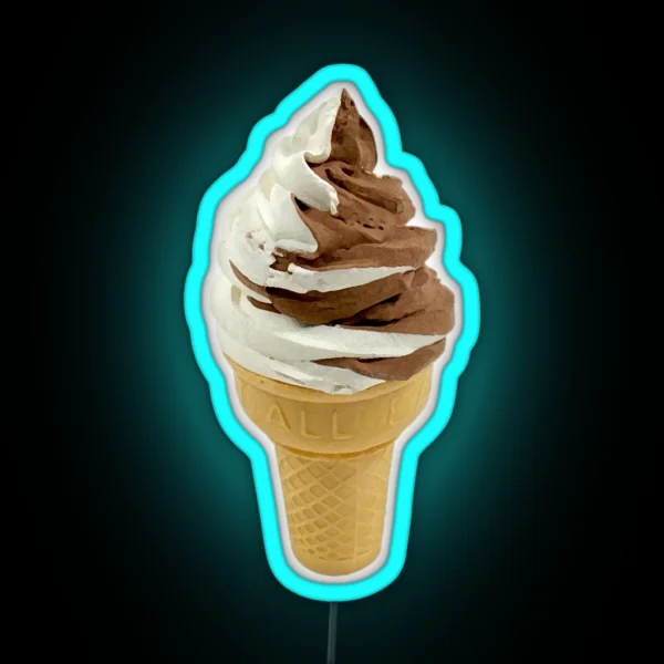 Twist Ice Cream Cone Vanilla And Chocolate Soft Serve RGB Neon Sign