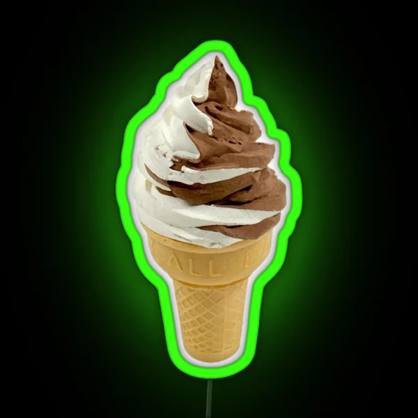 Twist Ice Cream Cone Vanilla And Chocolate Soft Serve RGB Neon Sign