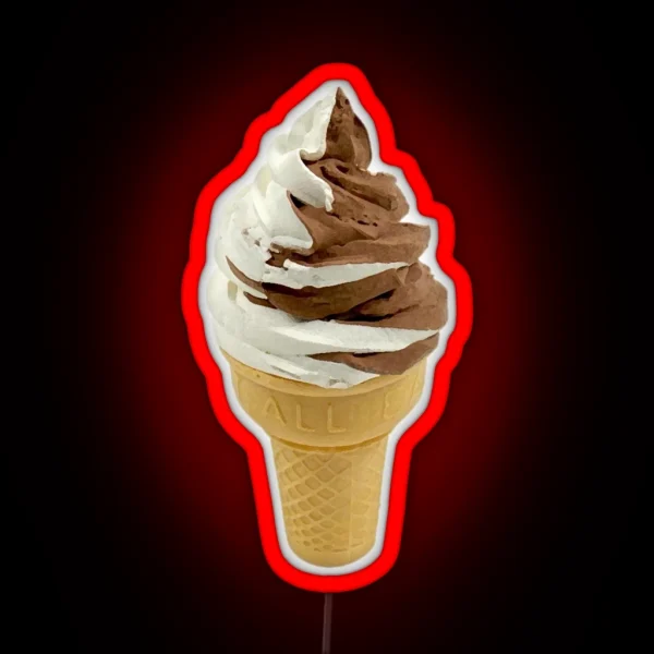 Twist Ice Cream Cone Vanilla And Chocolate Soft Serve RGB Neon Sign