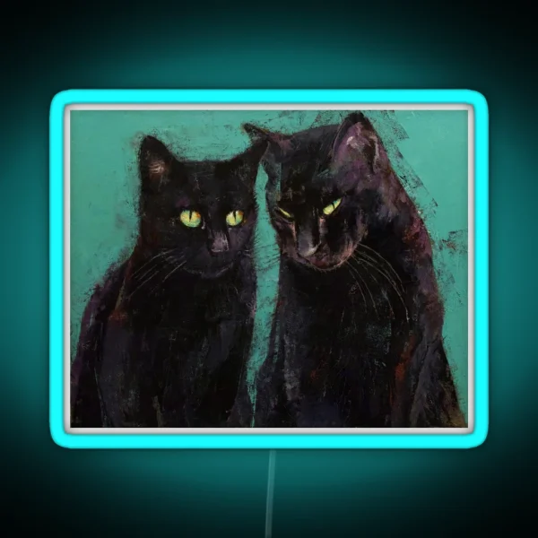 Two Black Cats RGB Neon Sign