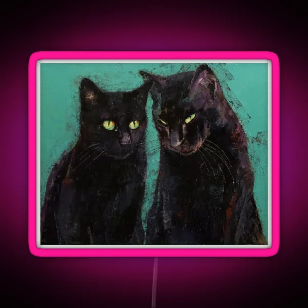 Two Black Cats RGB Neon Sign