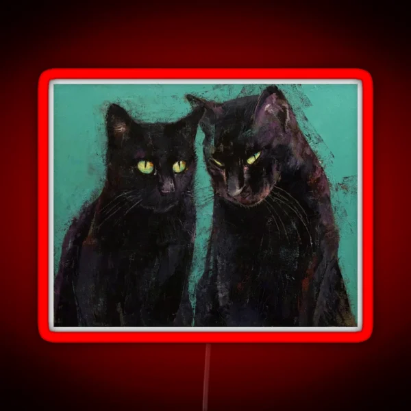 Two Black Cats RGB Neon Sign