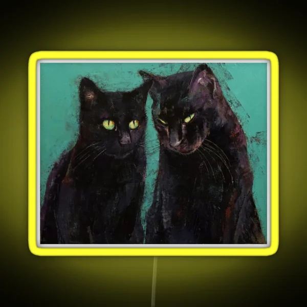 Two Black Cats RGB Neon Sign