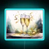 Neon party decorations featuring champagne toasts and festive holiday cheer