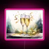 RGB Neon Sign - Festive Wine Celebration with Confetti and Ornaments