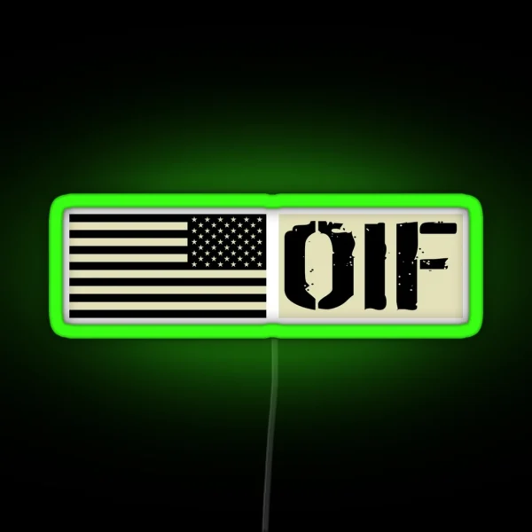 U S Military OIF Black Flag RGB Neon Sign