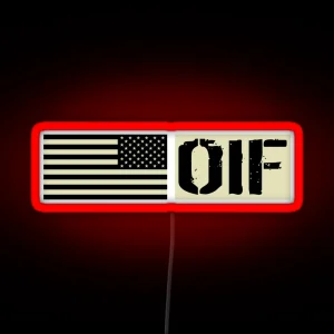 U S Military OIF Black Flag RGB Neon Sign