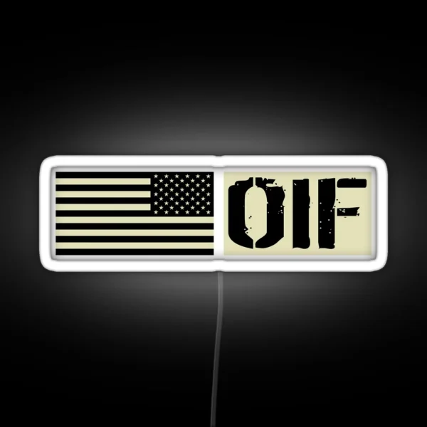 U S Military OIF Black Flag RGB Neon Sign