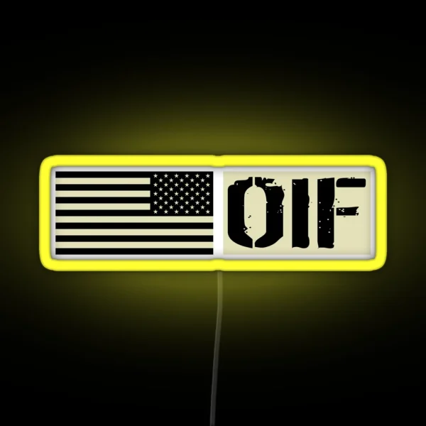 U S Military OIF Black Flag RGB Neon Sign