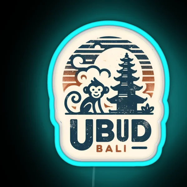 Ubud Bali Indonesia Monkey Vintage RGB Neon Sign