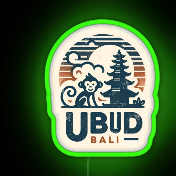 Ubud Bali Indonesia Monkey Vintage RGB Neon Sign