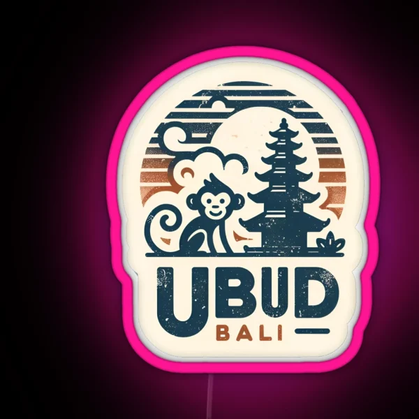 Ubud Bali Indonesia Monkey Vintage RGB Neon Sign