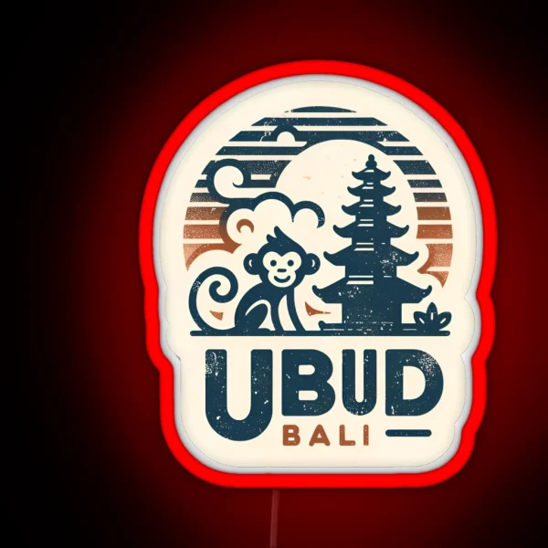 Ubud Bali Indonesia Monkey Vintage RGB Neon Sign