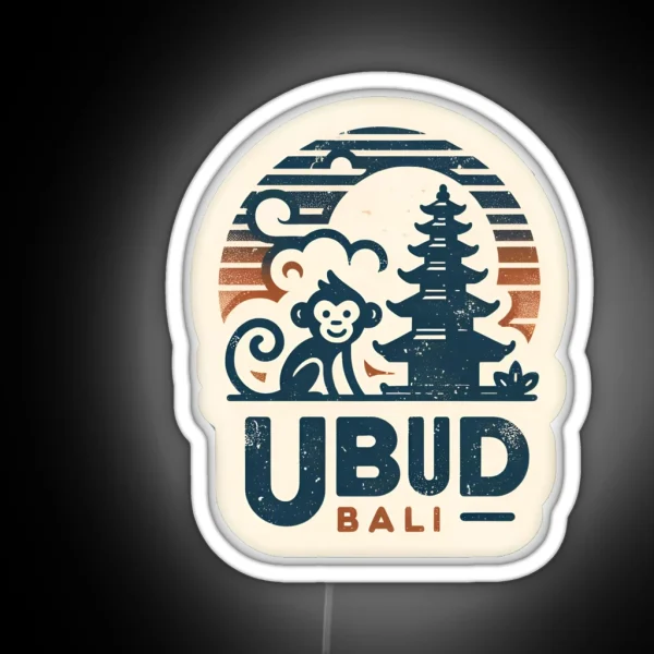 Ubud Bali Indonesia Monkey Vintage RGB Neon Sign