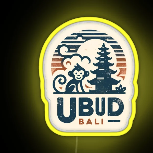 Ubud Bali Indonesia Monkey Vintage RGB Neon Sign
