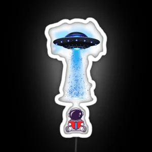 UFO Abduction And Astronaut Reading RGB Neon Sign