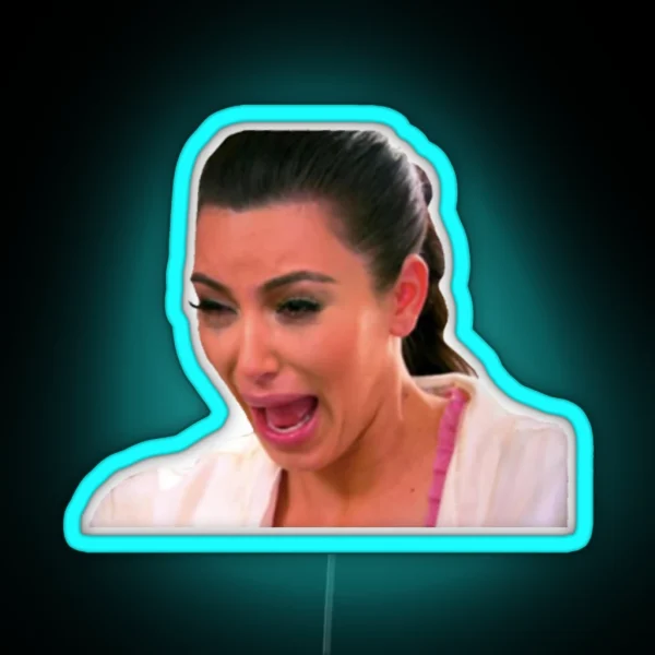 Ugly Kim Crying Face RGB Neon Sign