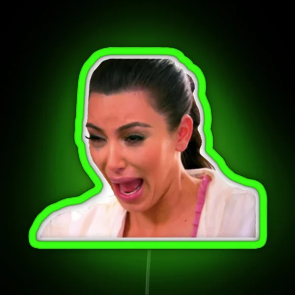 Ugly Kim Crying Face RGB Neon Sign