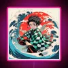 Vibrant Ukiyo-e inspired Kamado style RGB neon digital art display