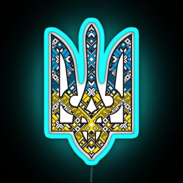 Ukraine Coat Of Arms Emblem RGB Neon Sign