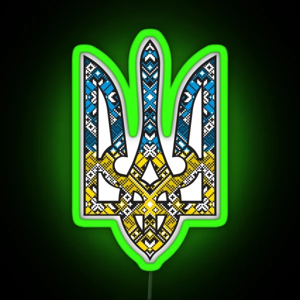 Ukraine Coat Of Arms Emblem RGB Neon Sign