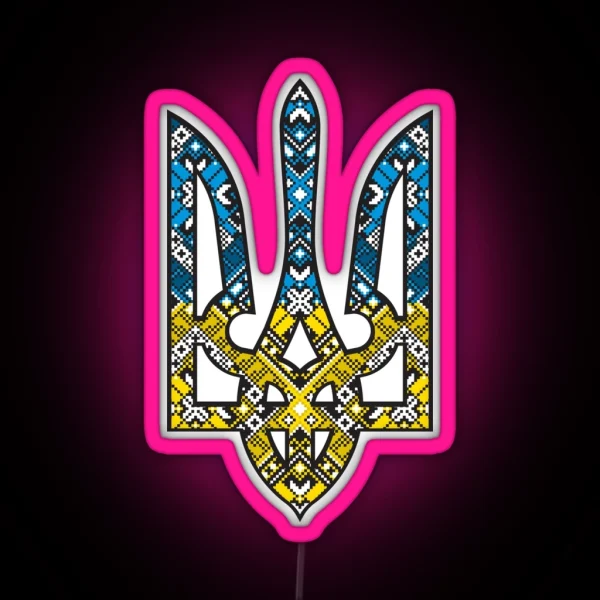 Ukraine Coat Of Arms Emblem RGB Neon Sign