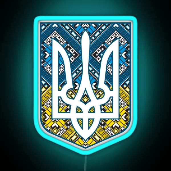 Ukraine Coat Of Arms Trident Tryzub RGB Neon Sign