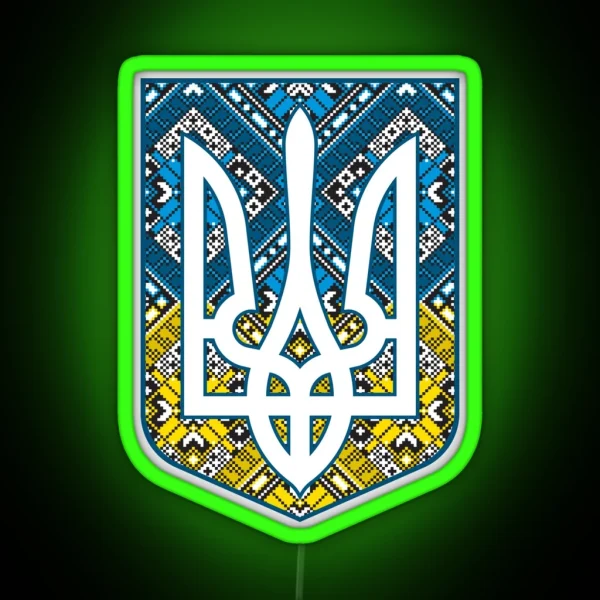Ukraine Coat Of Arms Trident Tryzub RGB Neon Sign