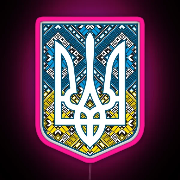 Ukraine Coat Of Arms Trident Tryzub RGB Neon Sign