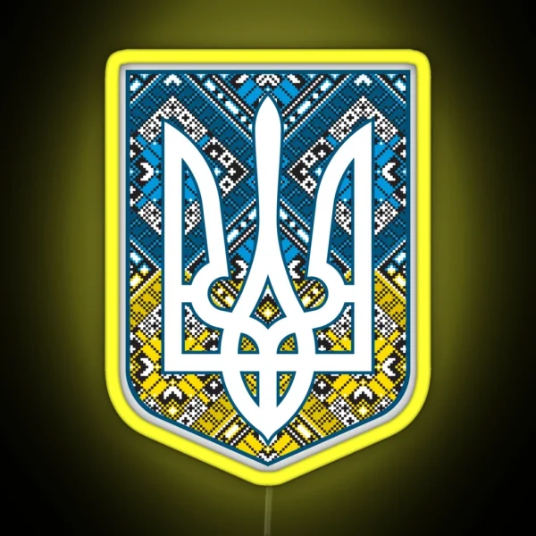 Ukraine Coat Of Arms Trident Tryzub RGB Neon Sign
