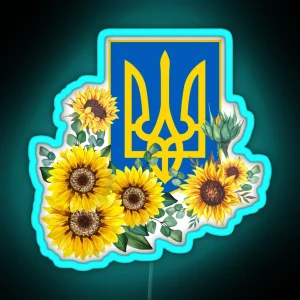 Ukraine Trident Sunflowers RGB Neon Sign