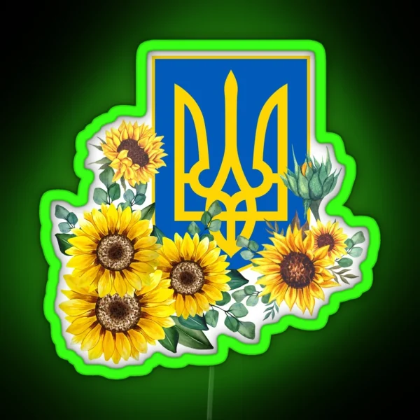 Ukraine Trident Sunflowers RGB Neon Sign