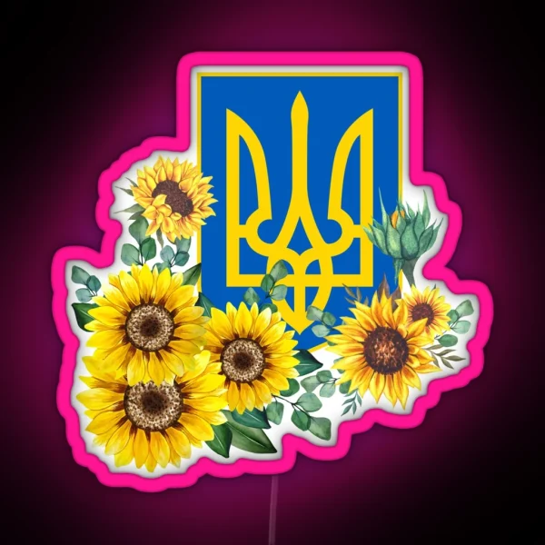 Ukraine Trident Sunflowers RGB Neon Sign