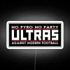 Anti-establishment football protests LED sign with vibrant RGB neon lighting.